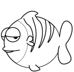 Розмальовка Мультяшна рибка | Розмальовки для дітей друк онлайн